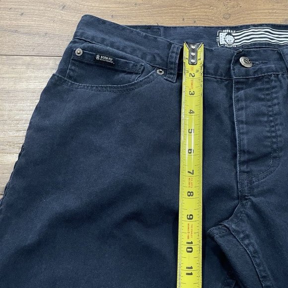 Born Fly Pants Mens 32 Straight Chino Button Fly 5 Pocket Streetwear Blue - Picture 13 of 14